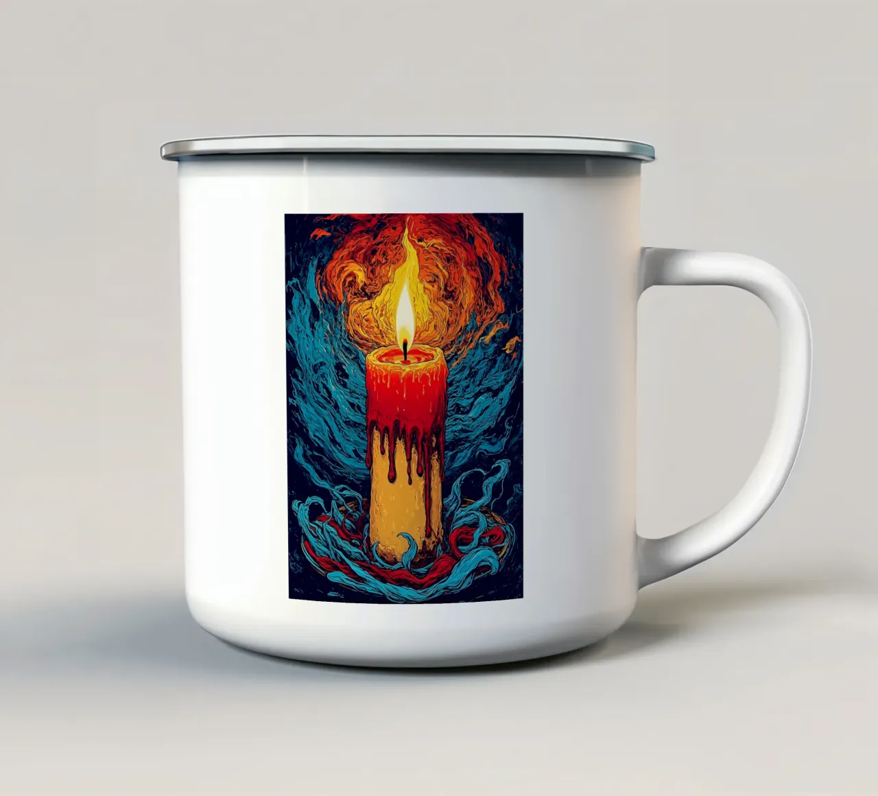 Fiamme di candela - Pop Art tazza in smalto da ColorCrash Gallery