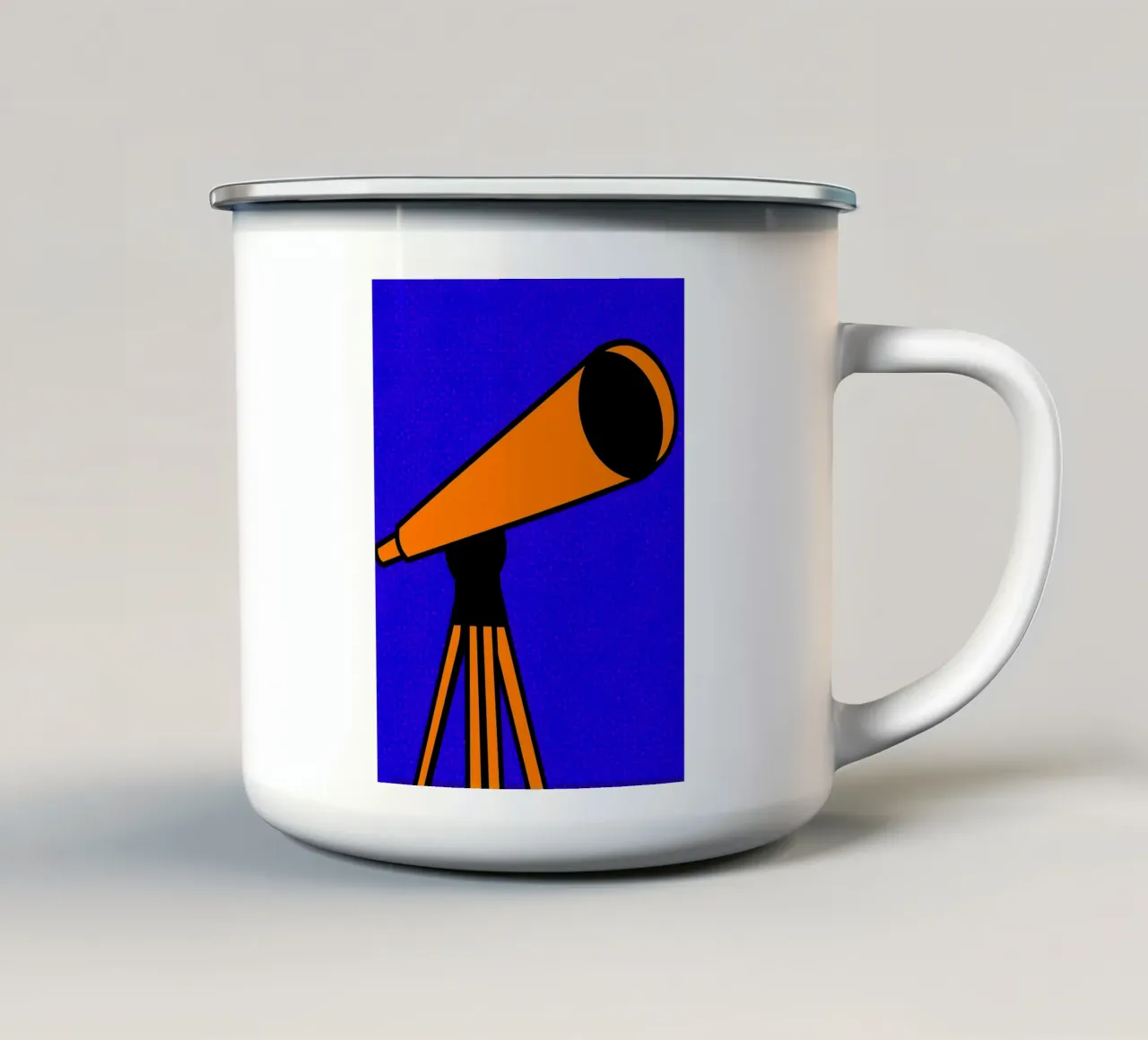 Telescopio su treppiede - Pop Art tazza in smalto da ColorCrash Gallery