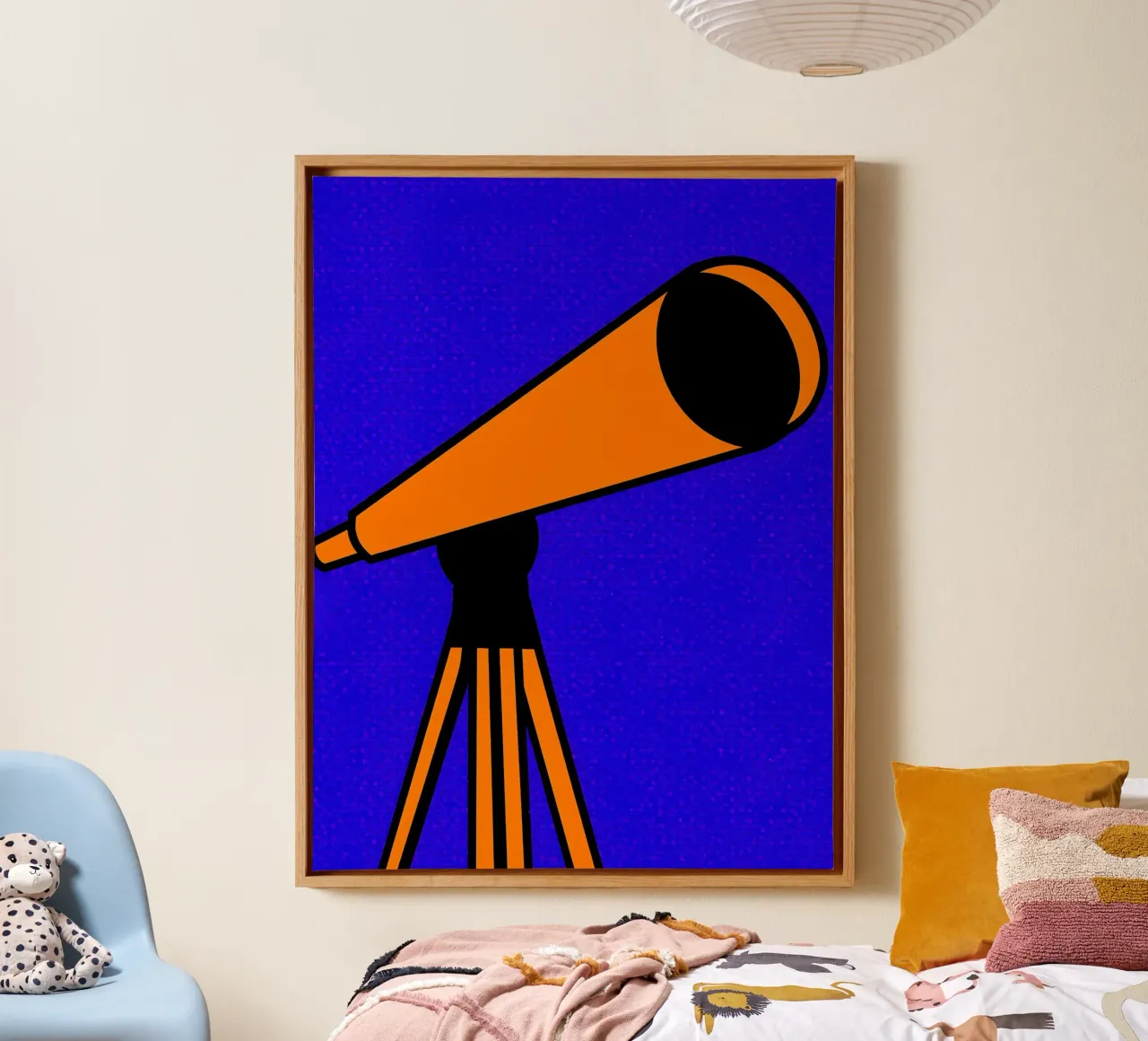 Telescope On Tripod - Pop Art canvas with Floater frame by ColorCrash Gallery