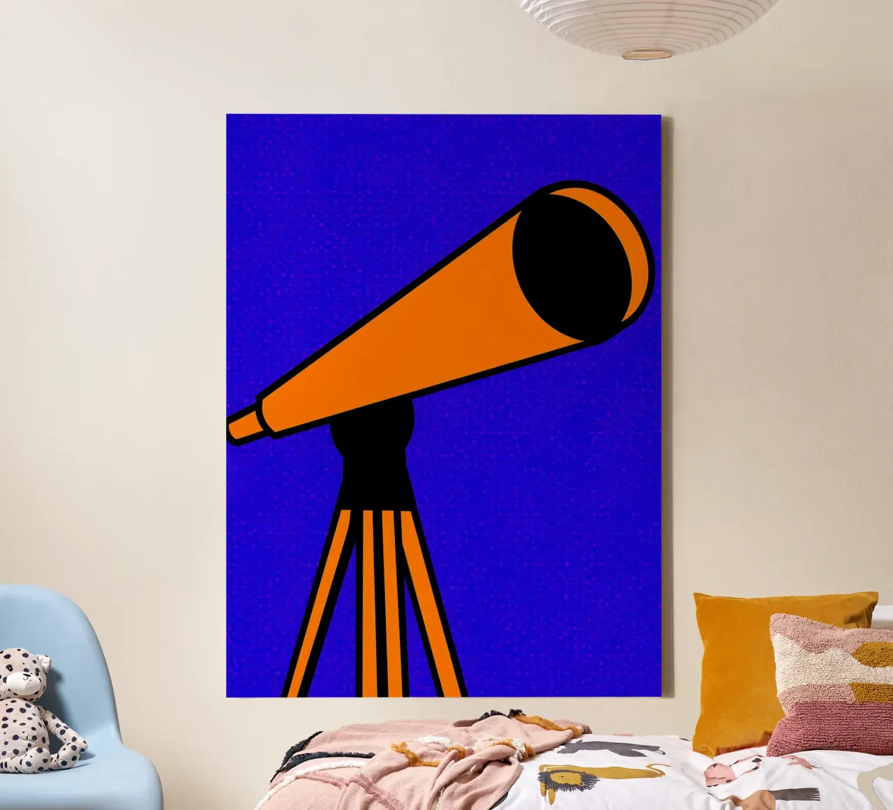 Telescope On Tripod - Pop Art canvas with Floater frame by ColorCrash Gallery