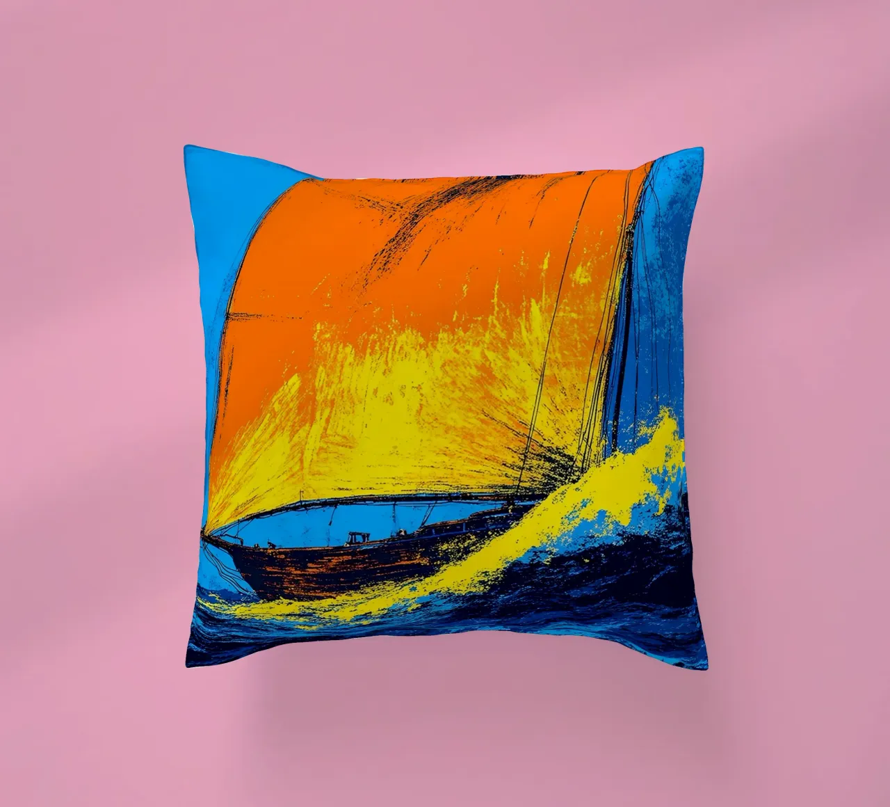 Barca a vela - Pop Art cuscino da ColorCrash Gallery