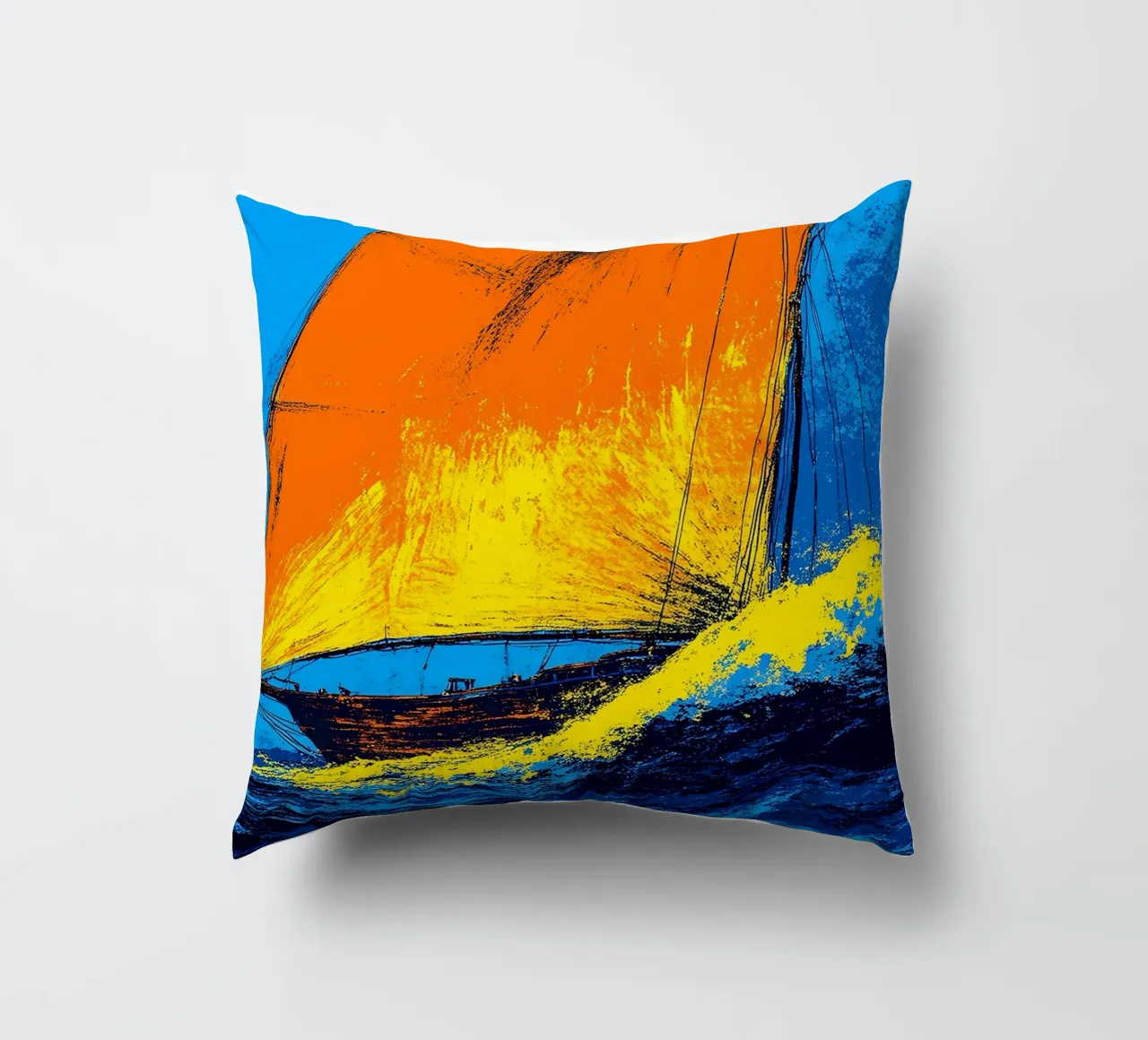 Barca a vela - Pop Art cuscino da ColorCrash Gallery
