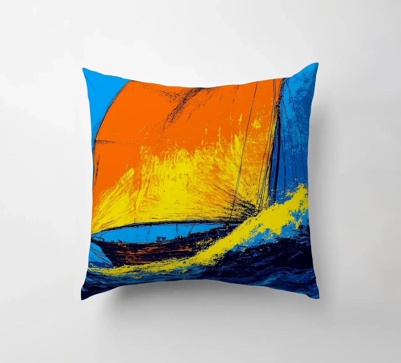 Barca a vela - Pop Art cuscino da ColorCrash Gallery