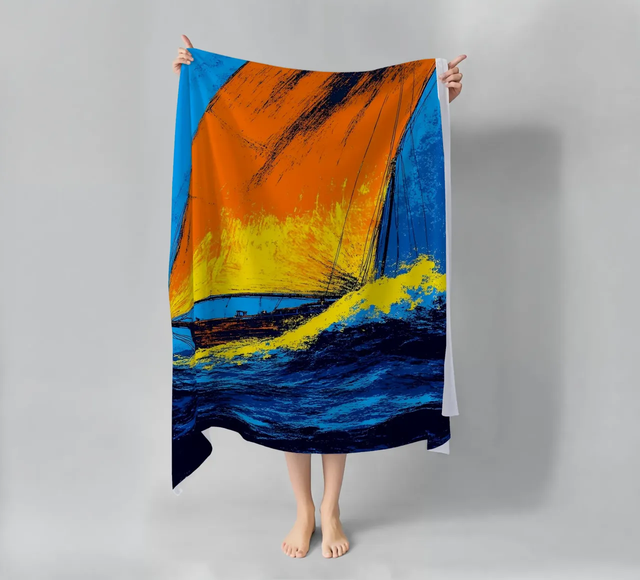 Segelboot - Pop Art Strandtuch von ColorCrash Gallery