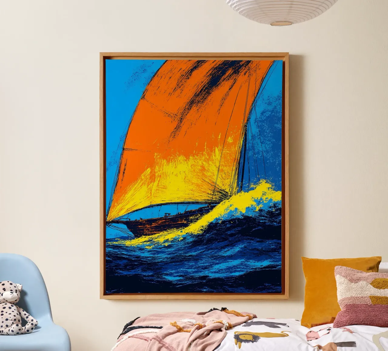 Zeilboot - Pop Art canvas met Baklijst van ColorCrash Gallery
