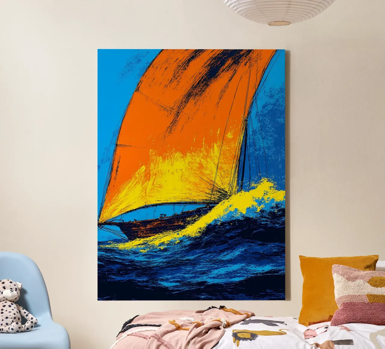 Zeilboot - Pop Art canvas met Baklijst van ColorCrash Gallery