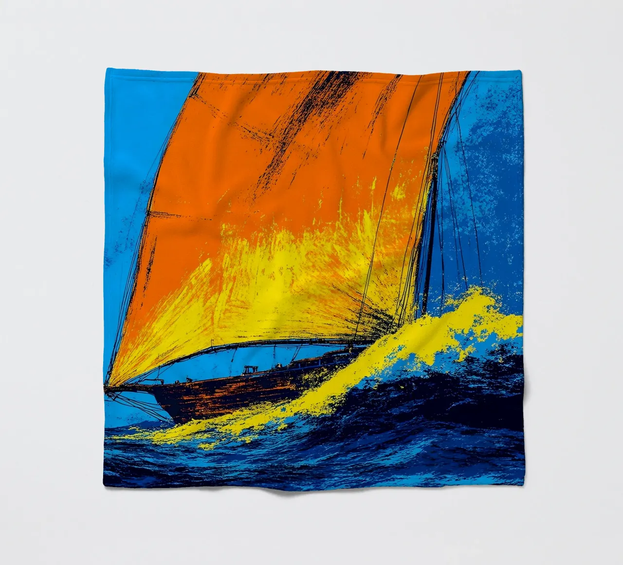 Sailboat - Pop Art fleece blanket by ColorCrash Gallery