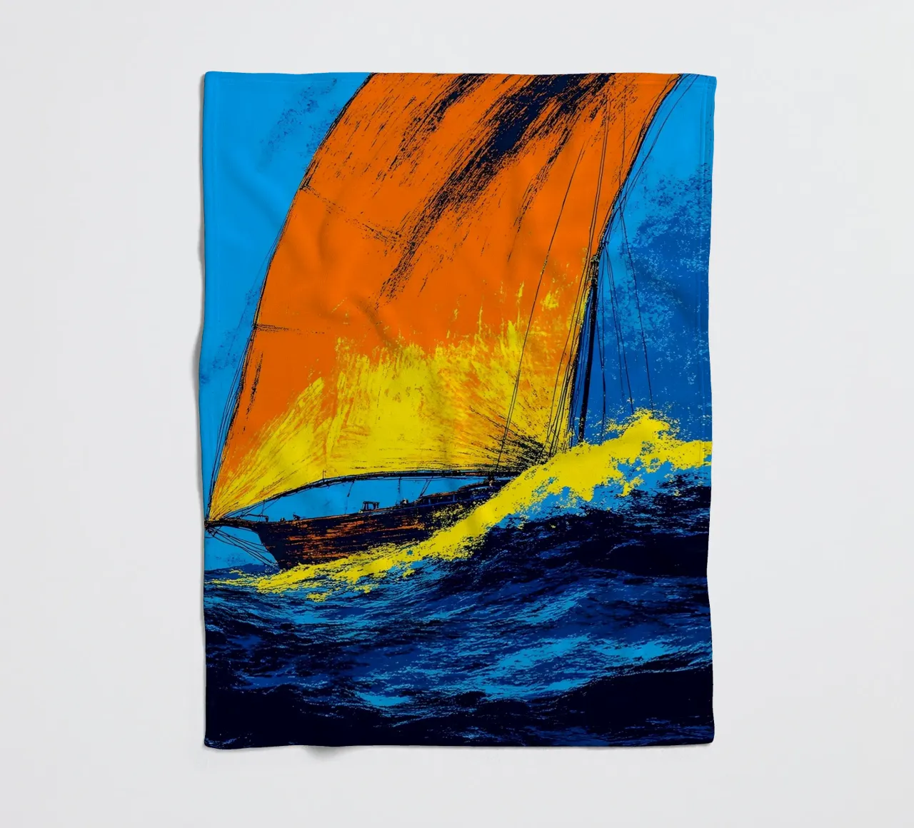Sailboat - Pop Art fleece blanket by ColorCrash Gallery