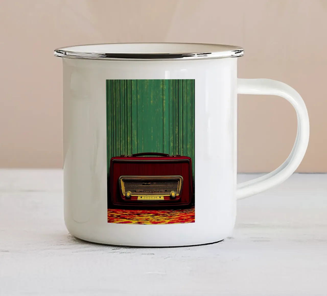Radio d'epoca - Pop Art tazza in smalto da ColorCrash Gallery