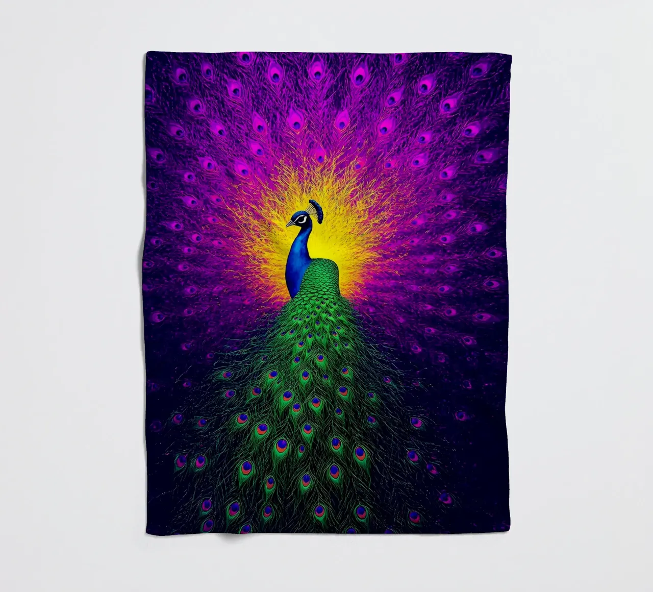 Pavone - Pop Art coperta in pile da ColorCrash Gallery