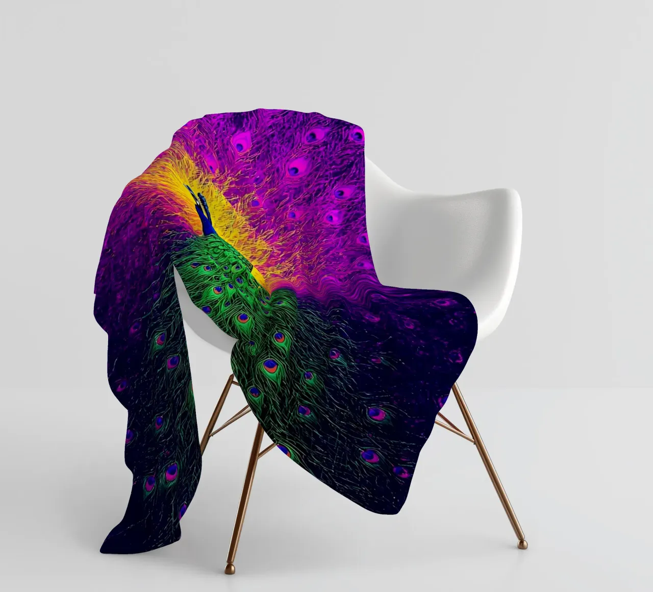 Pavone - Pop Art coperta in pile da ColorCrash Gallery