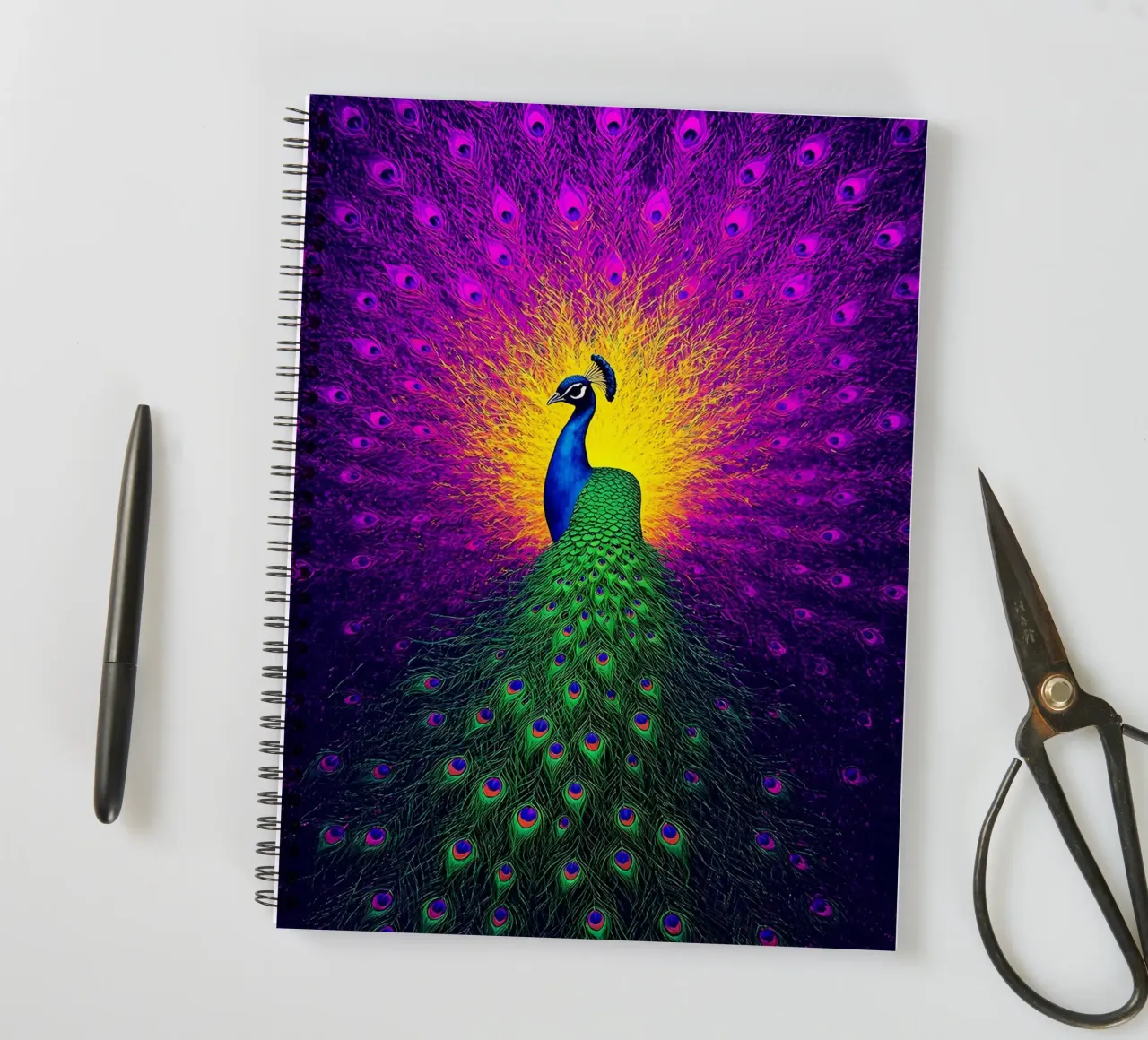 Peacock - Pop Art spiral notebook by ColorCrash Gallery