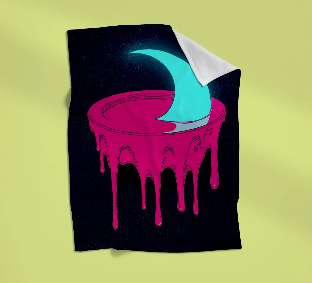 Luna che si scioglie - Pop Art coperta in pile da ColorCrash Gallery