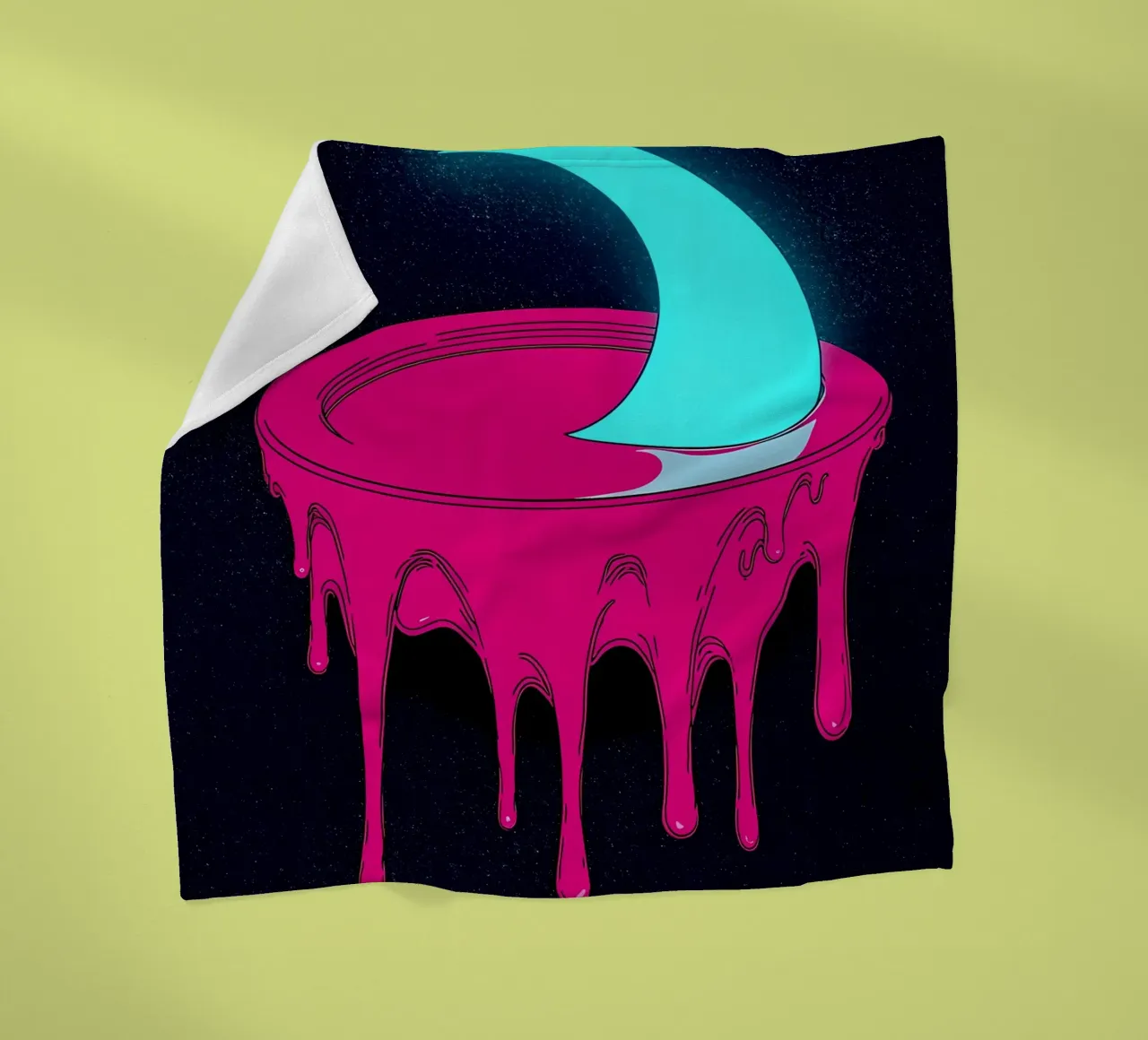 Luna che si scioglie - Pop Art coperta in pile da ColorCrash Gallery