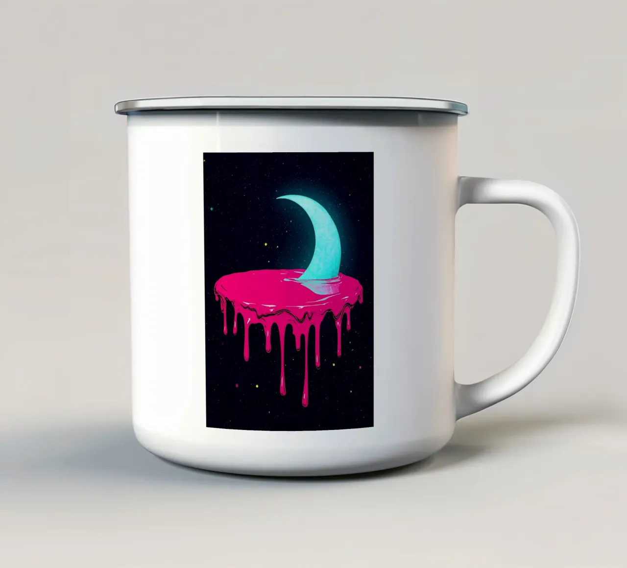 Luna che si scioglie - Pop Art tazza in smalto da ColorCrash Gallery