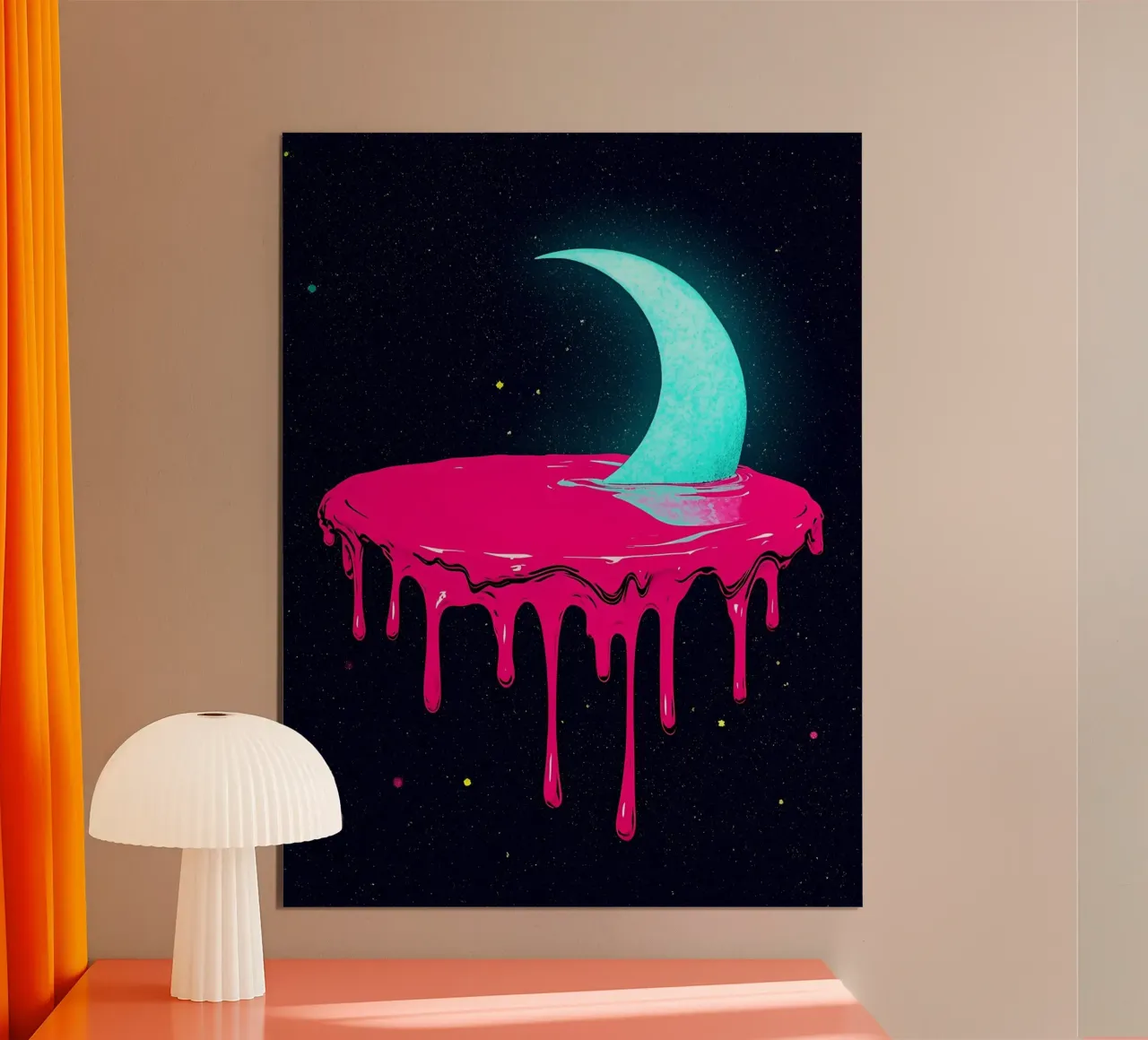 Luna che si scioglie - Pop Art poster con telaio in plastica da ColorCrash Gallery