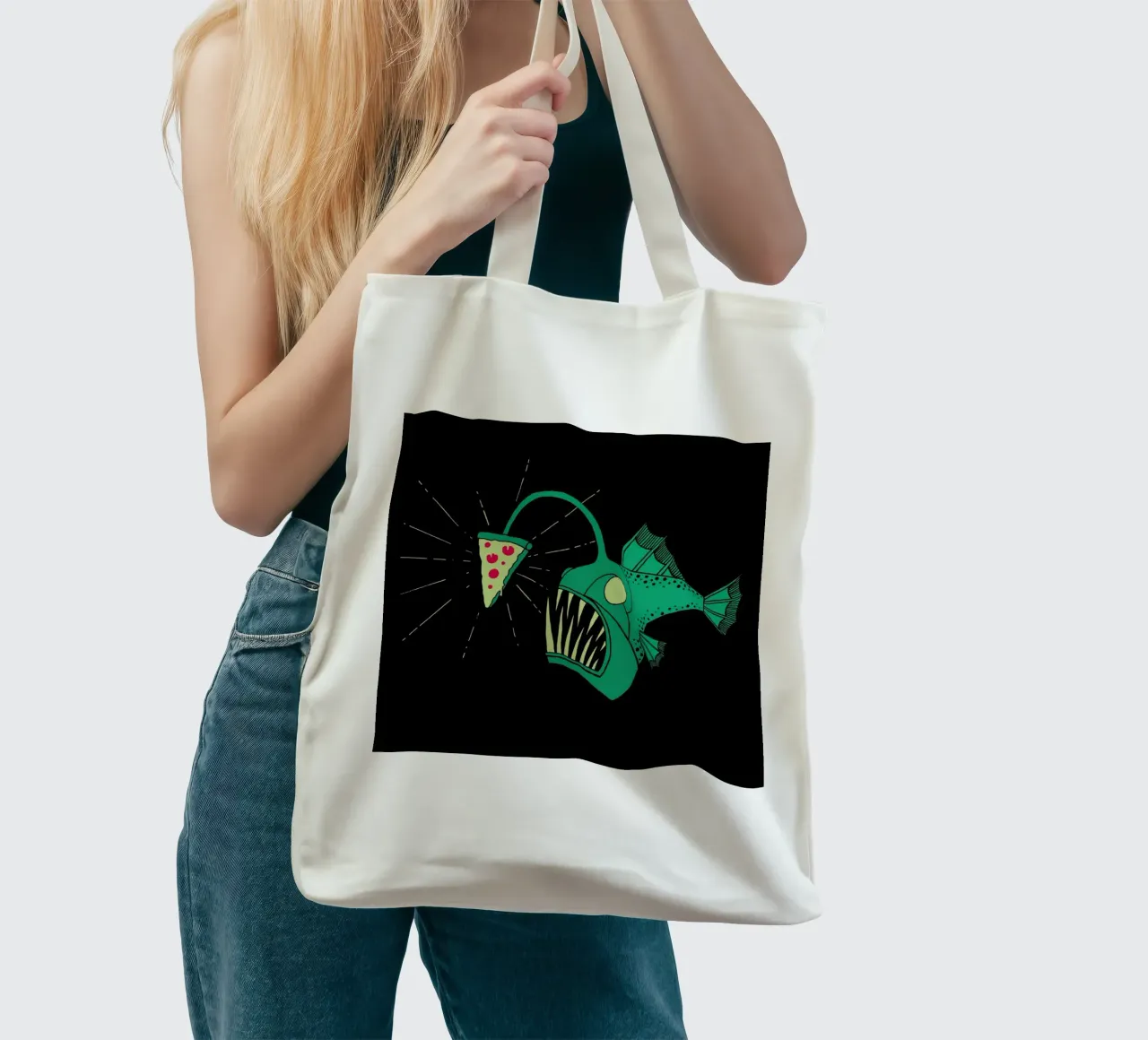 Angling For Pizza borsa in juta da DinoMike