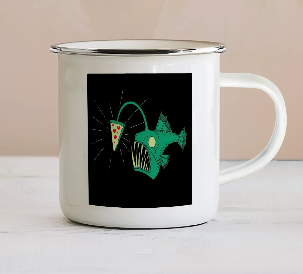 Angling For Pizza tazza in smalto da DinoMike