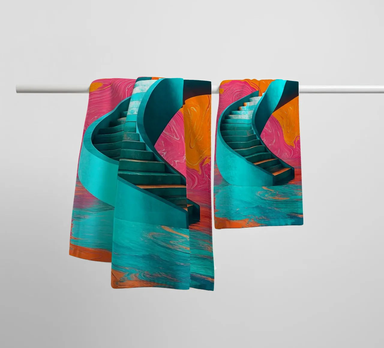 Scala a chiocciola - Pop Art asciugamano da bagno da ColorCrash Gallery