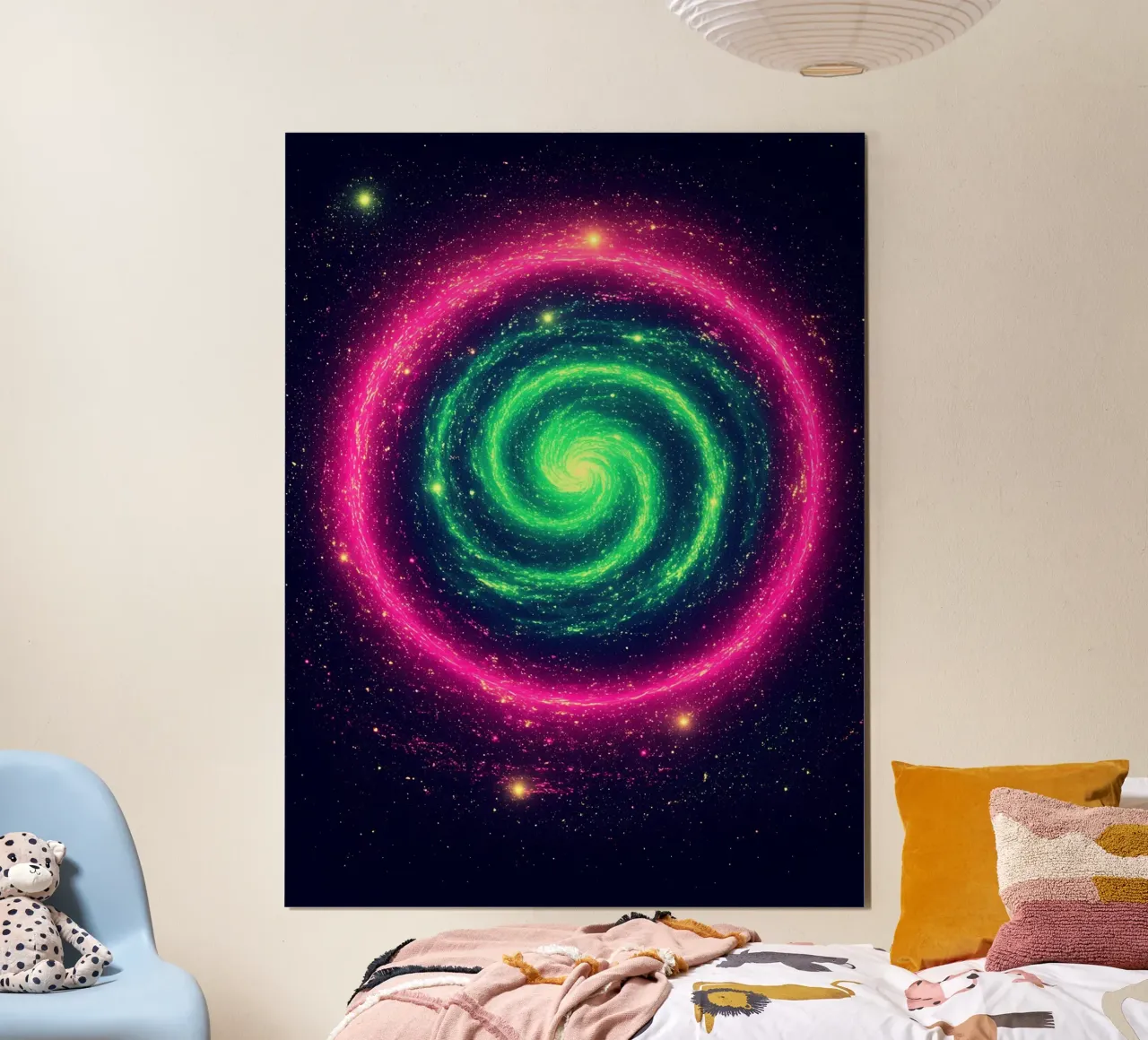 Galassia a spirale - Pop Art poster con telaio in legno da ColorCrash Gallery