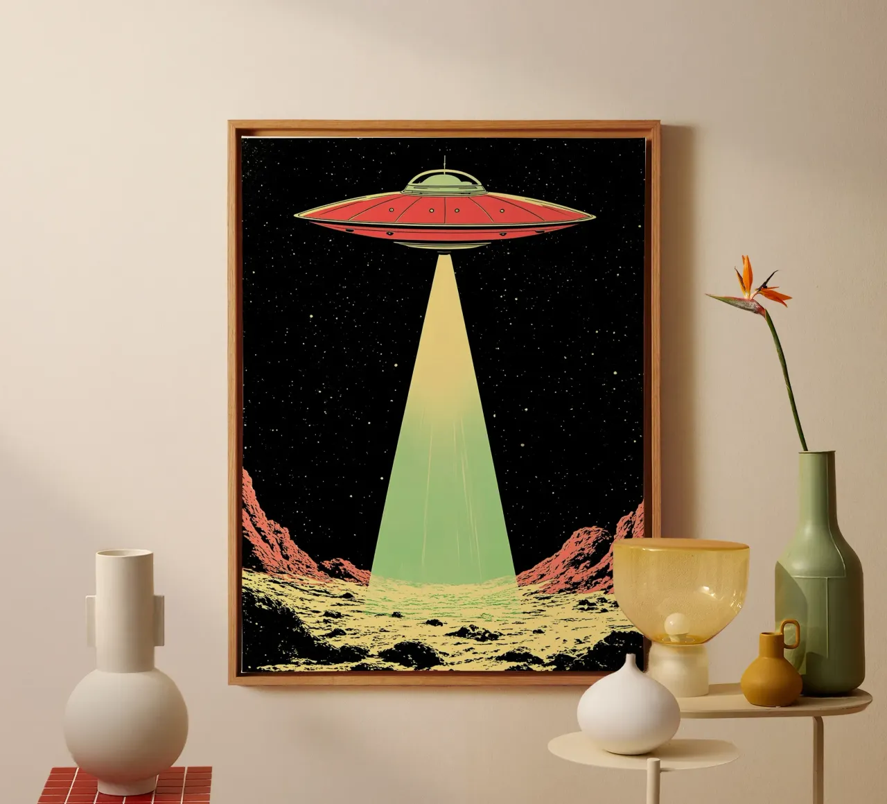 UFO In Space- Pop Art canvas with Floater frame by ColorCrash Gallery