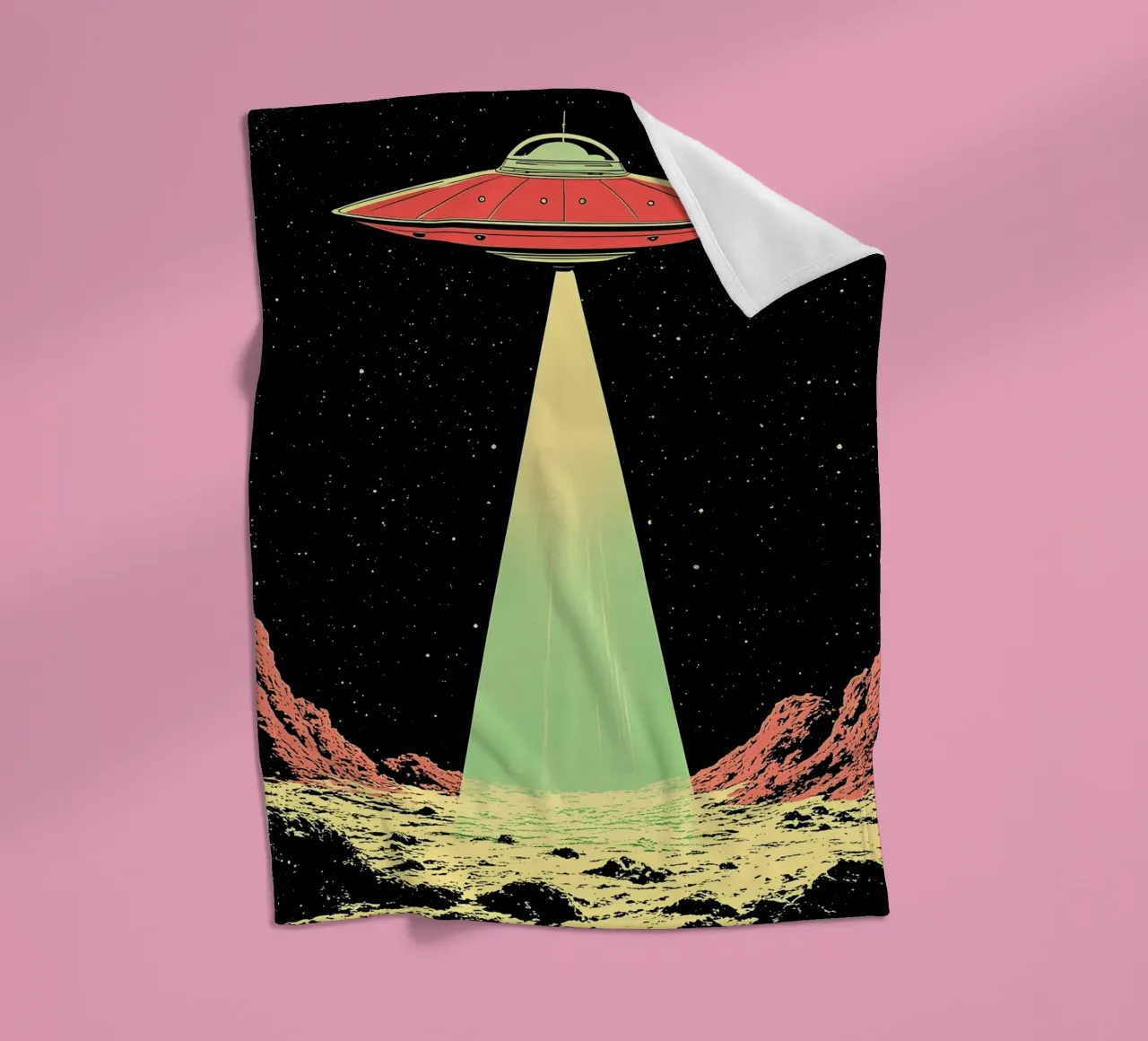 UFO in de ruimte - Pop-art fleecedeken van ColorCrash Gallery