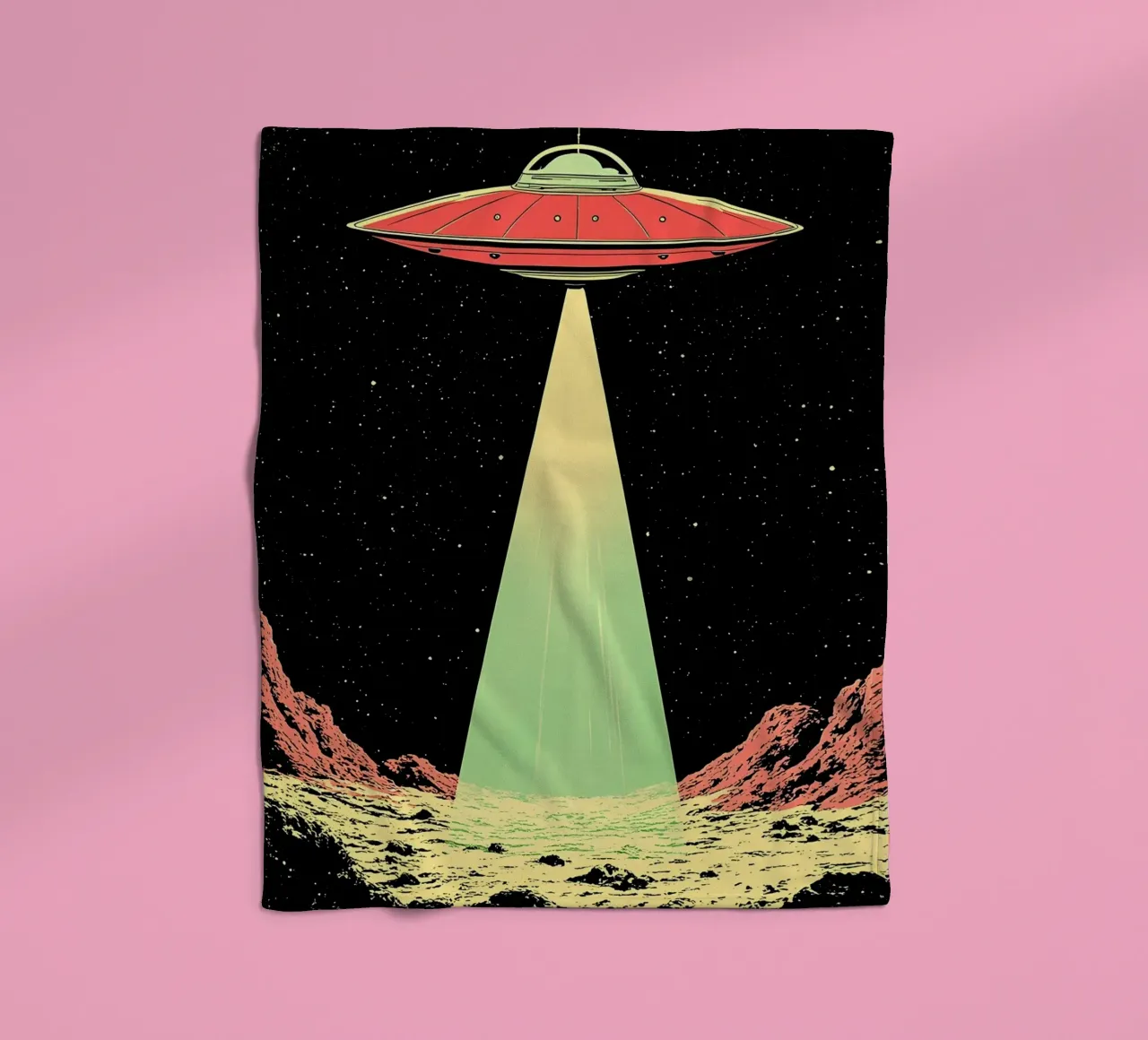 UFO in de ruimte - Pop-art fleecedeken van ColorCrash Gallery