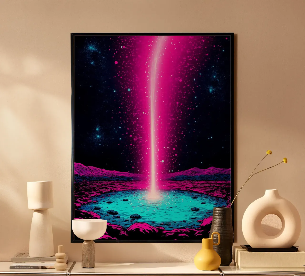 Cielo notturno - Pop Art poster con telaio in plastica da ColorCrash Gallery