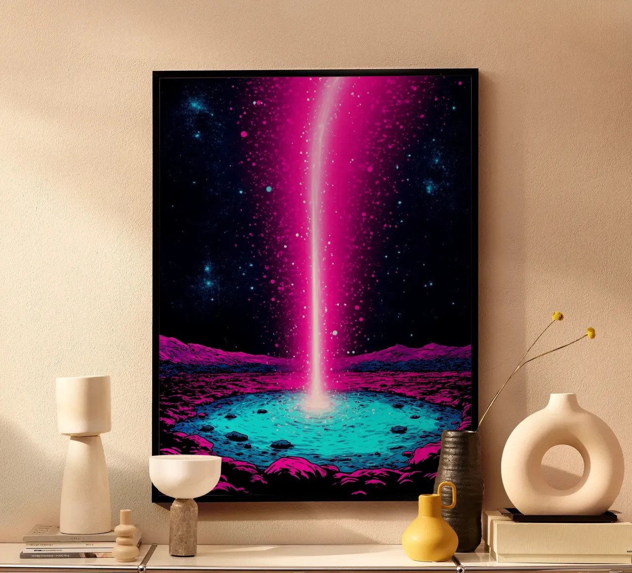 Cielo notturno - Pop Art poster con telaio in plastica da ColorCrash Gallery