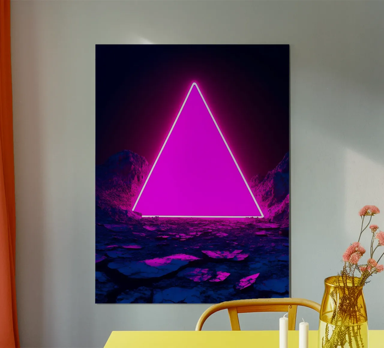 Triángulo de neón - Pop Art poster con marco de plástico de ColorCrash Gallery