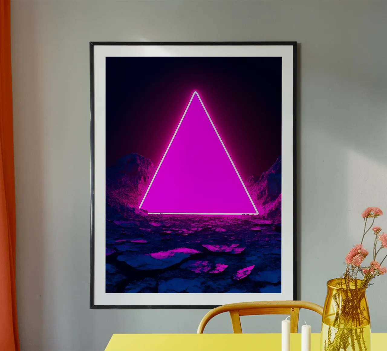 Triángulo de neón - Pop Art poster con marco de plástico de ColorCrash Gallery