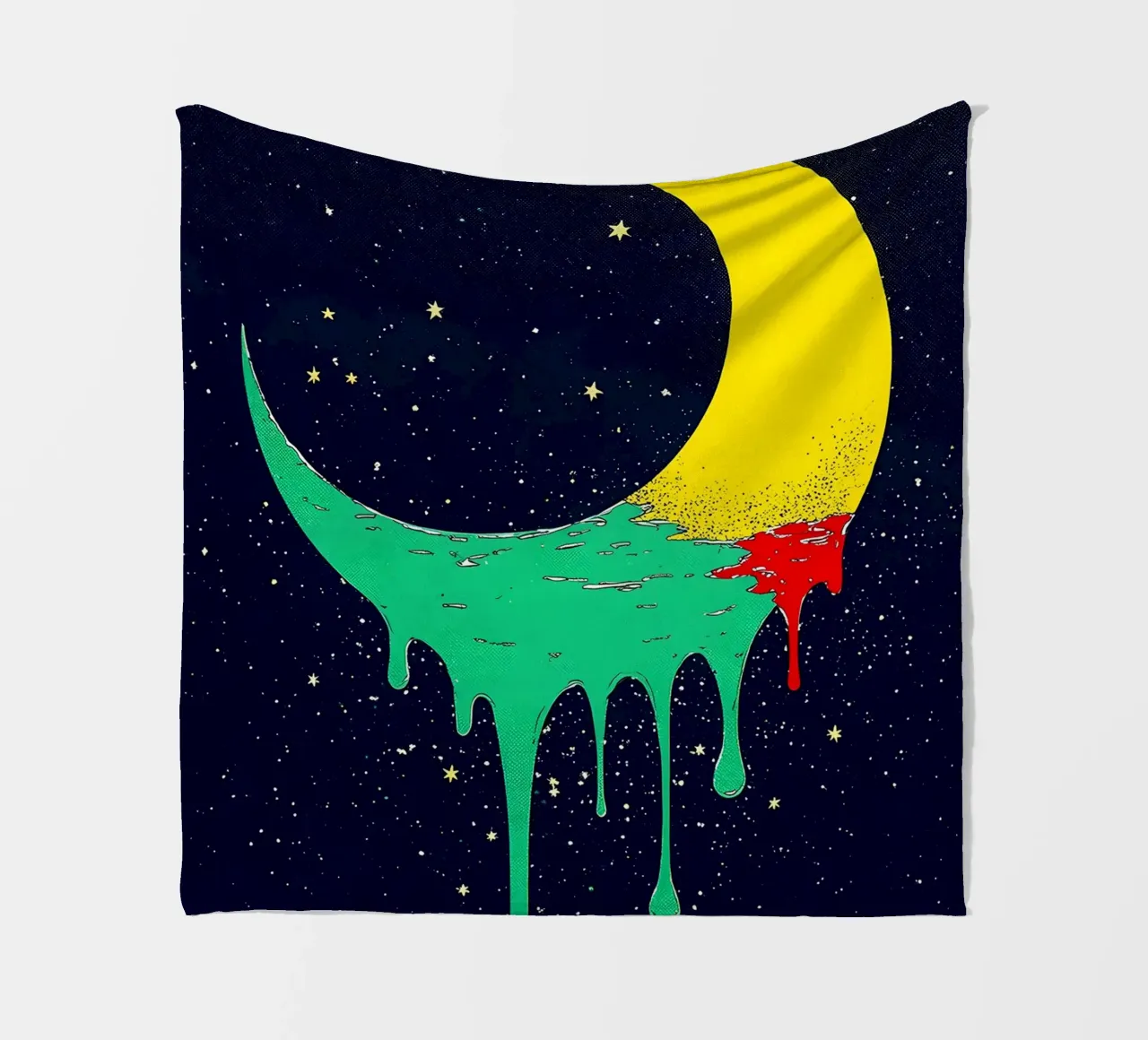 Melting Crescent Moon - Pop Art fleece blanket by ColorCrash Gallery