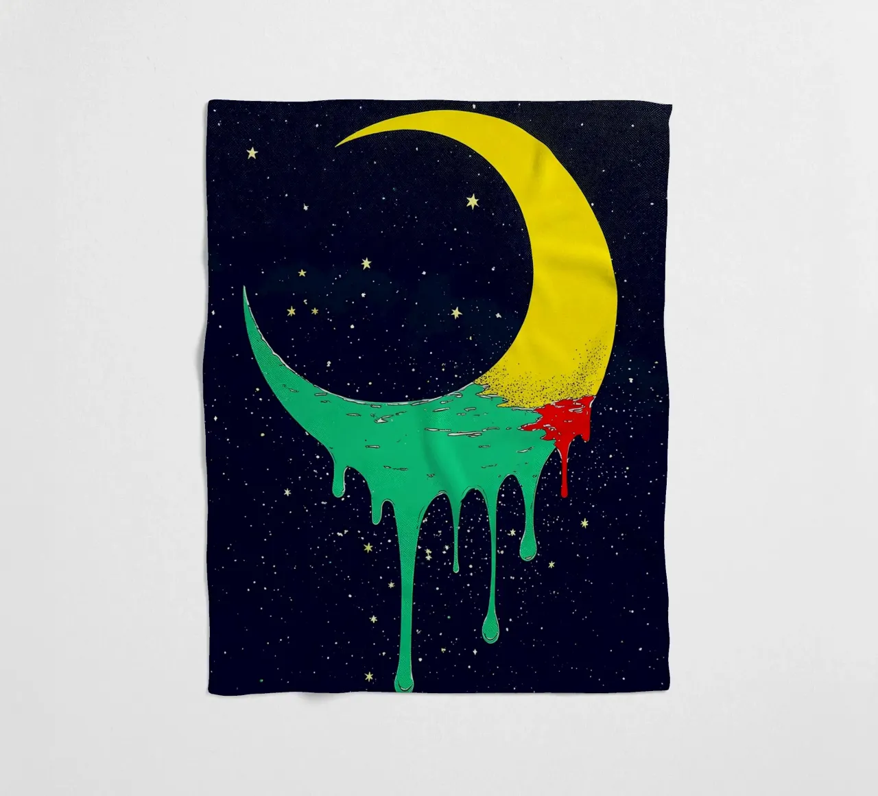 Melting Crescent Moon - Pop Art fleece blanket by ColorCrash Gallery