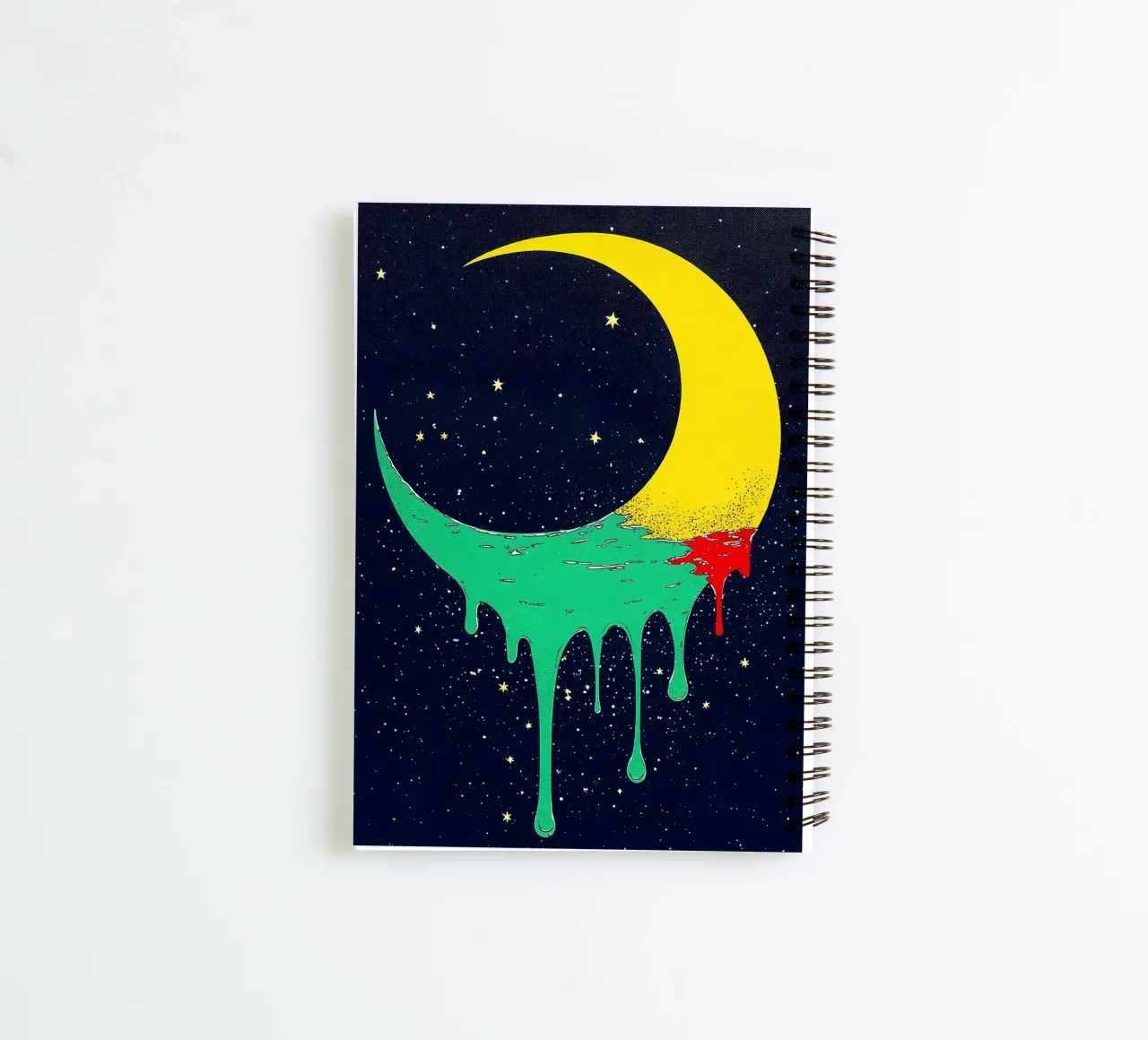 Melting Crescent Moon - Pop Art spiral notebook by ColorCrash Gallery