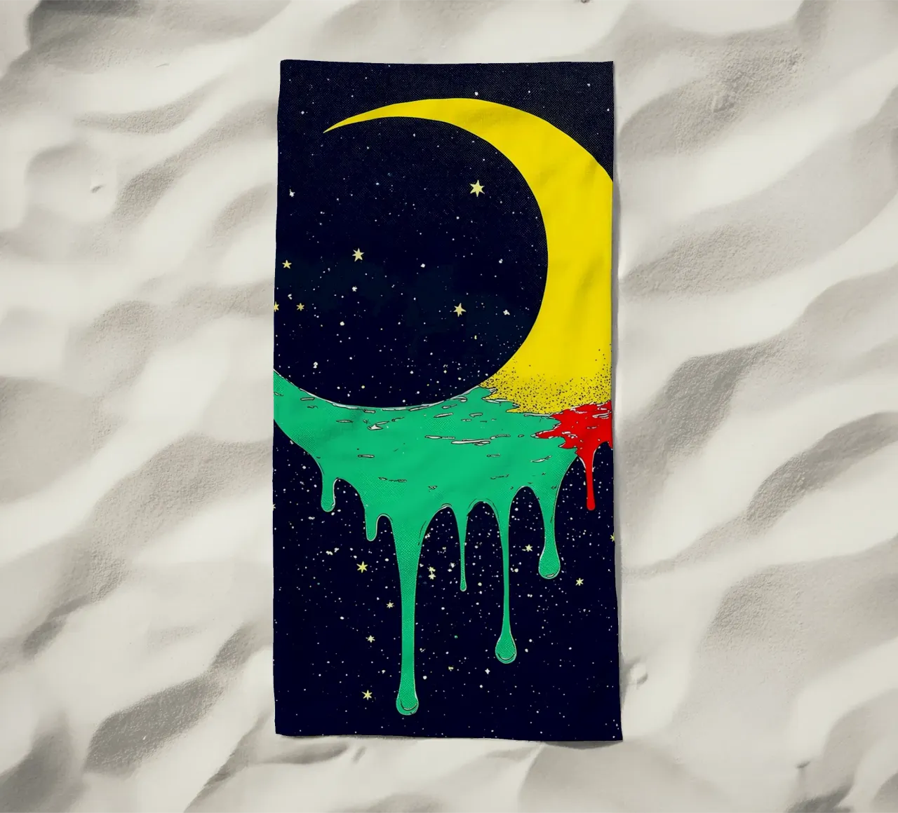 Melting Crescent Moon - Pop Art beach towel by ColorCrash Gallery