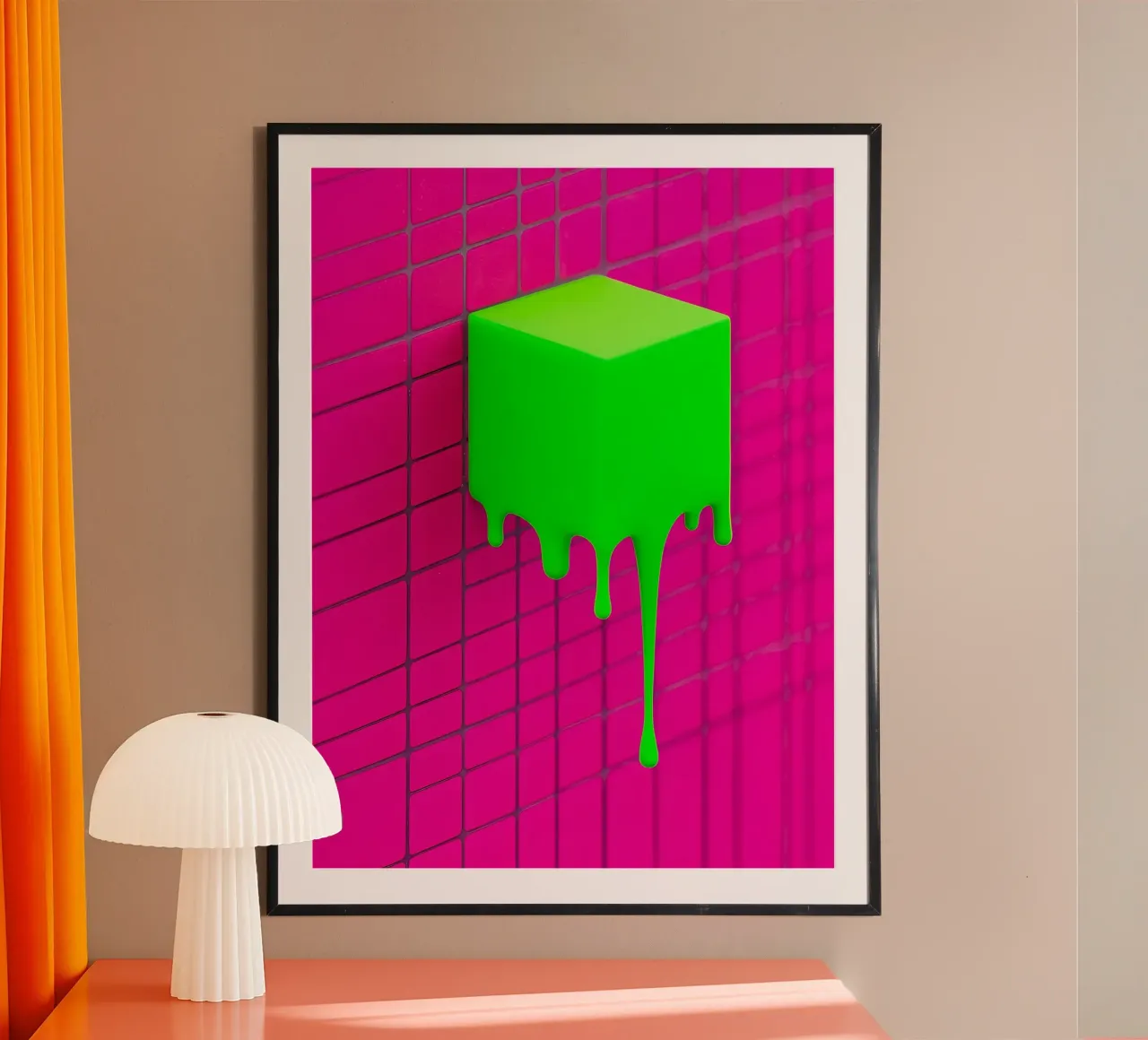 Dripping Neon Cube - Pop Art poster by ColorCrash Gallery
