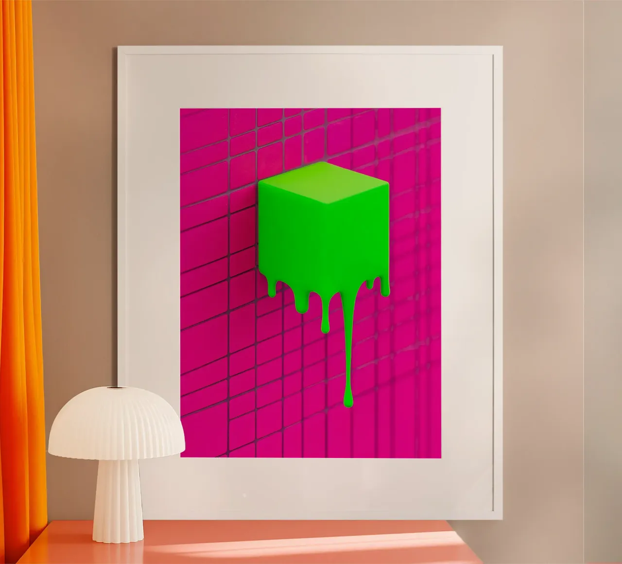 Dripping Neon Cube - Pop Art poster by ColorCrash Gallery