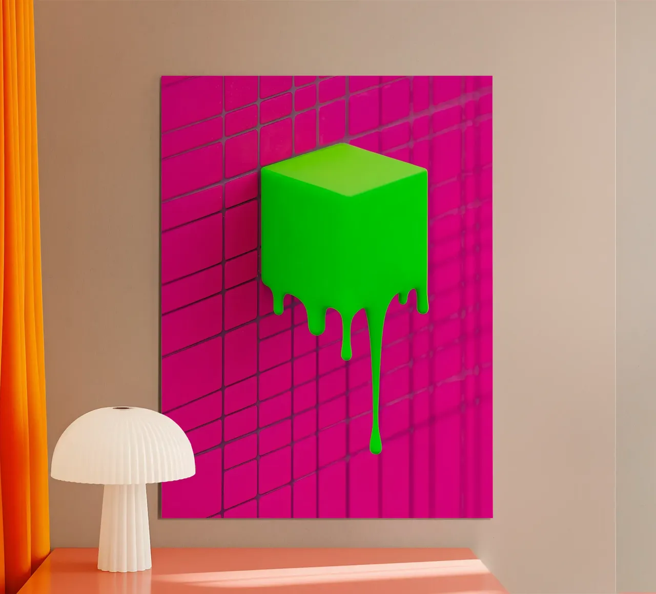 Dripping Neon Cube - Pop Art poster by ColorCrash Gallery