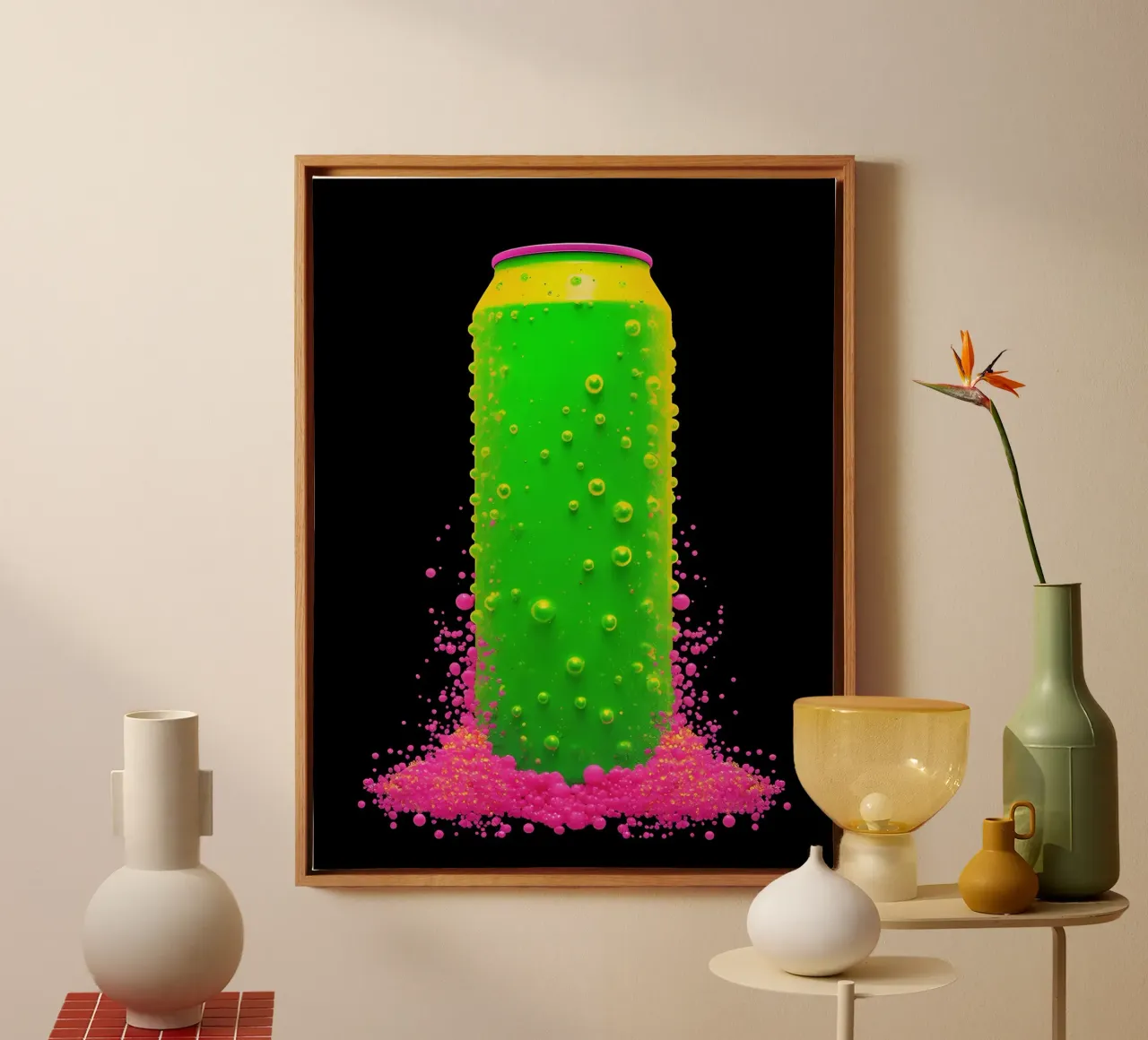 Lata de refresco - Pop Art lienzo con Marco flotante de ColorCrash Gallery