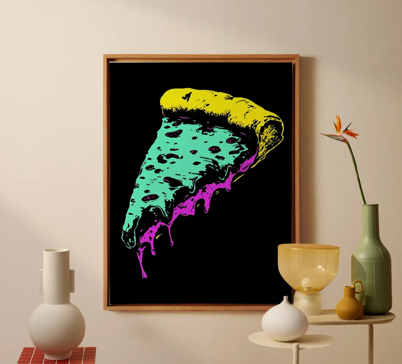 Pizza Slice - Pop Art tela con Cornice a cassetta da ColorCrash Gallery