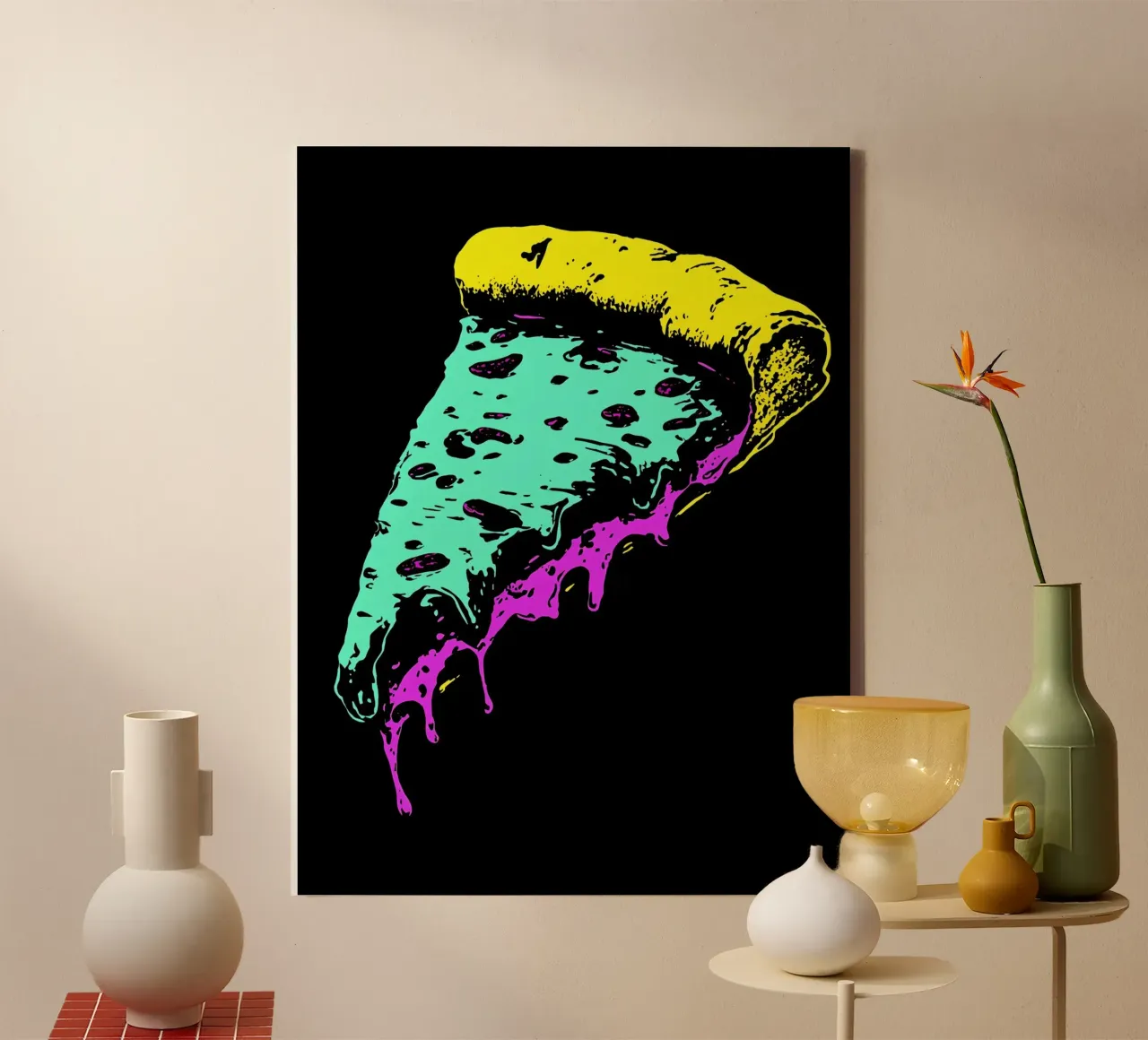 Pizza Slice - Pop Art tela con Cornice a cassetta da ColorCrash Gallery