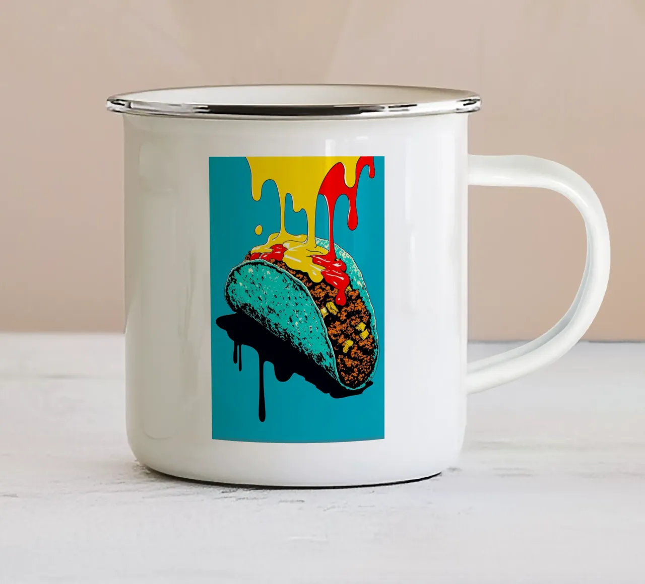 Taco - Pop Art tazza in smalto da ColorCrash Gallery