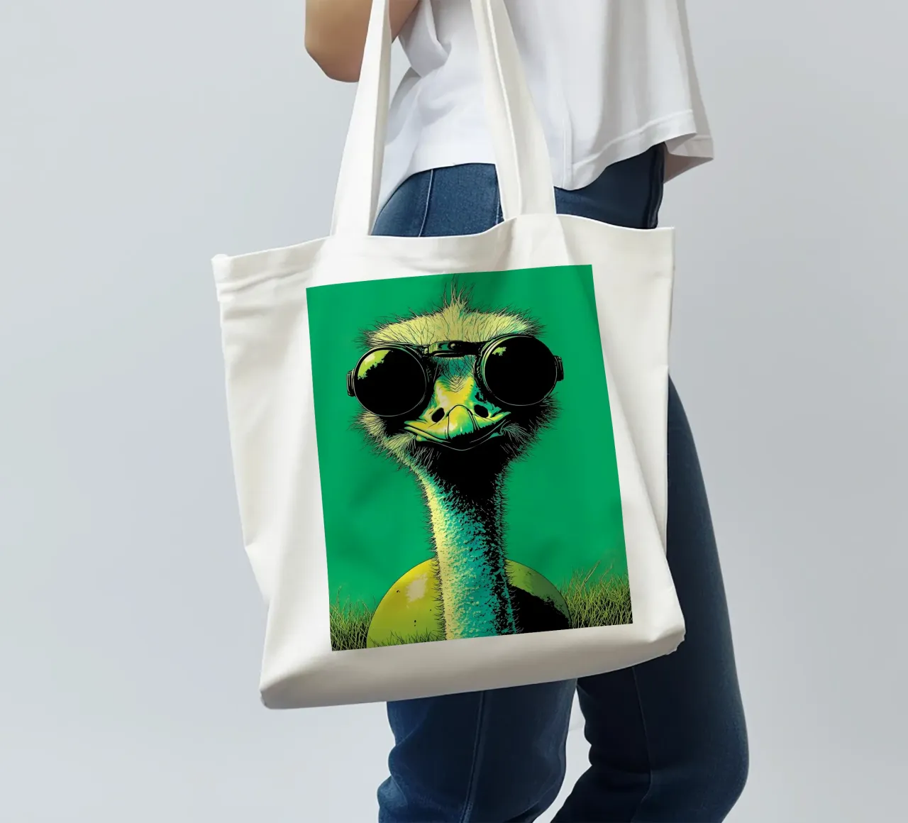 Struzzo in occhiali - Pop Art borsa in juta da ColorCrash Gallery