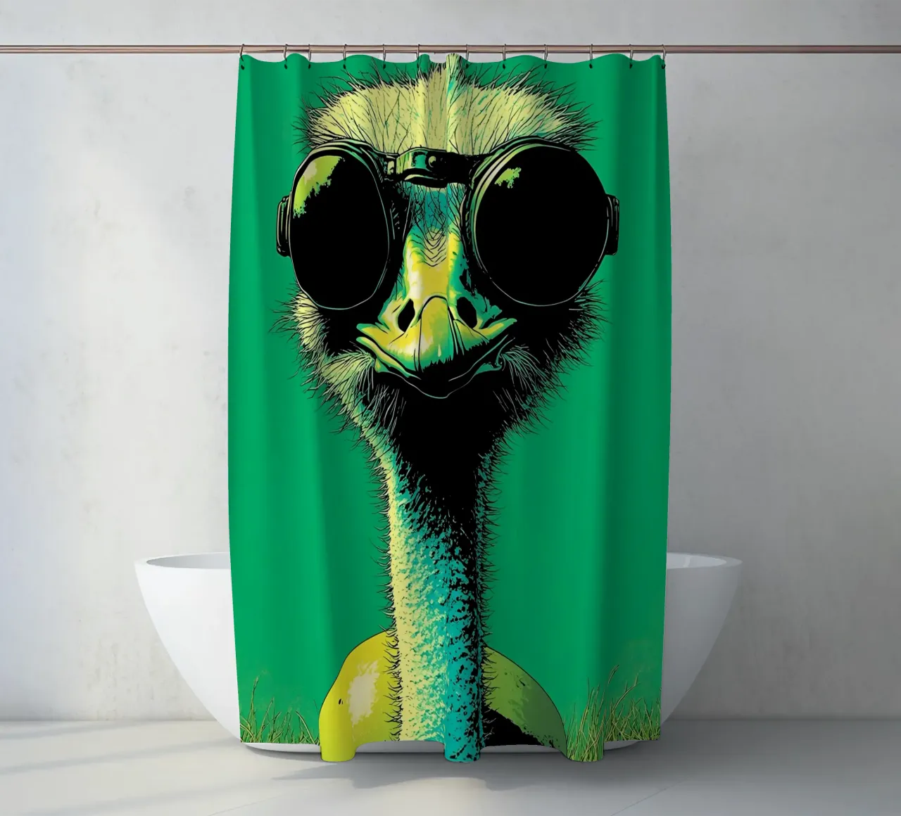 Struzzo in occhiali - Pop Art tenda da doccia da ColorCrash Gallery