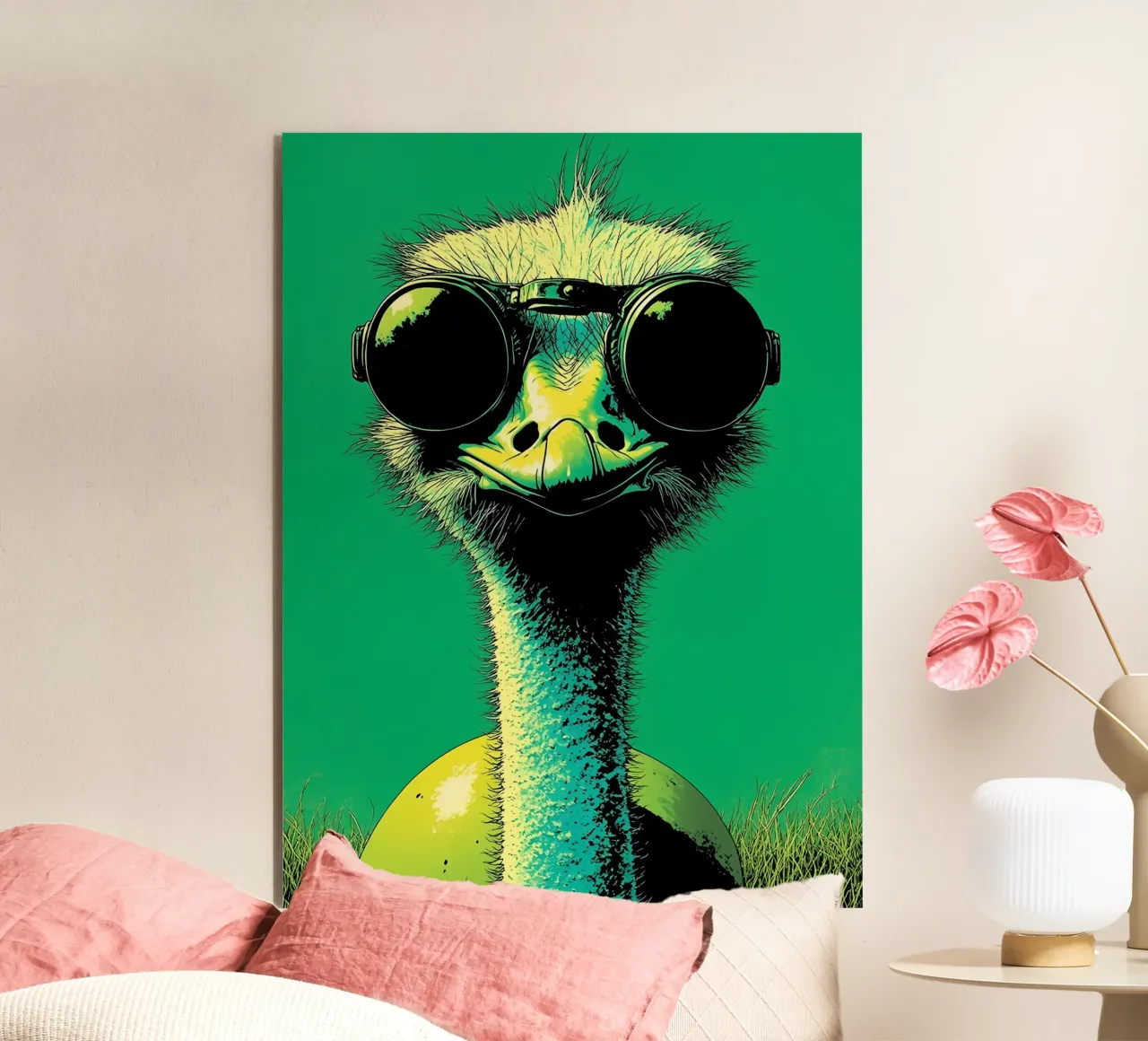 Struzzo in occhiali - Pop Art alluminio dibond da ColorCrash Gallery