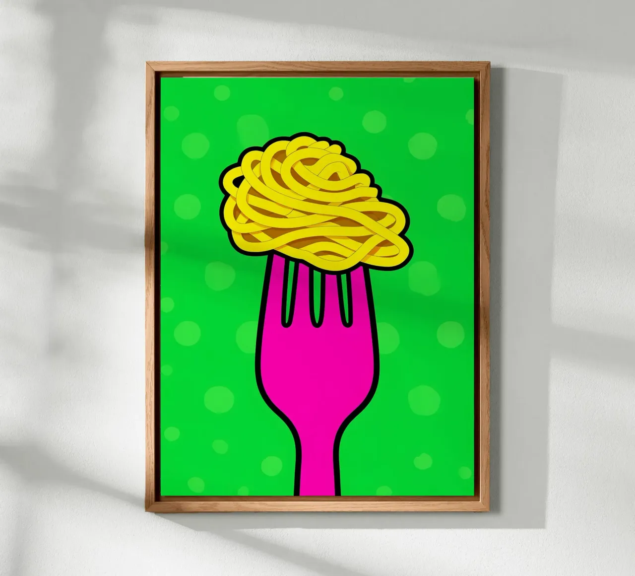 Spaghetti sulla forchetta - Pop Art alluminio dibond da ColorCrash Gallery