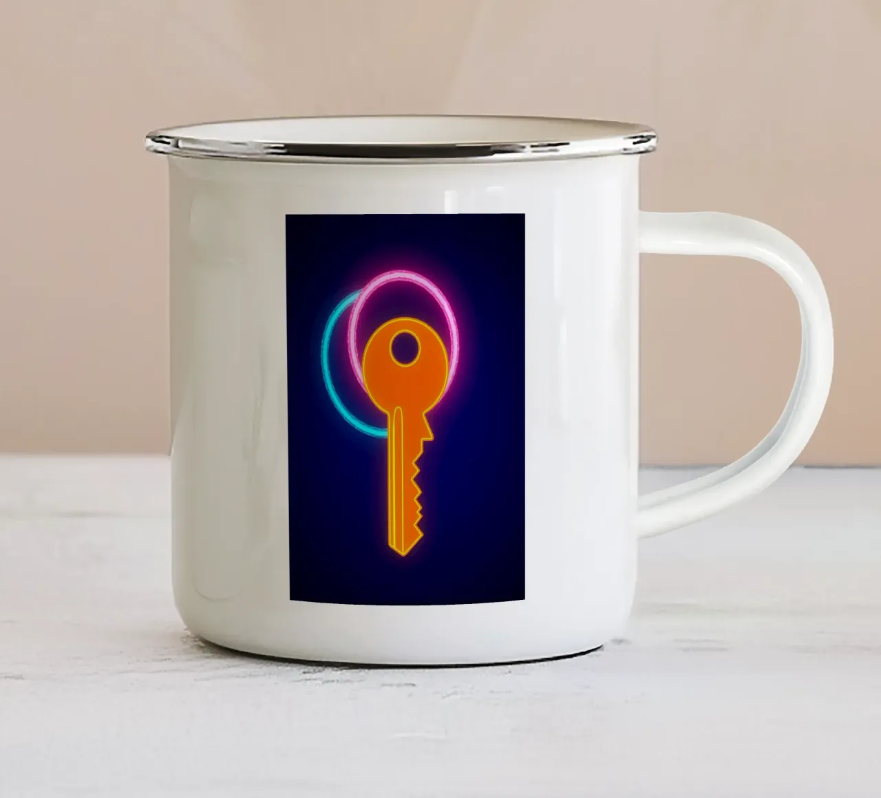 Chiave al neon - Pop Art tazza in smalto da ColorCrash Gallery