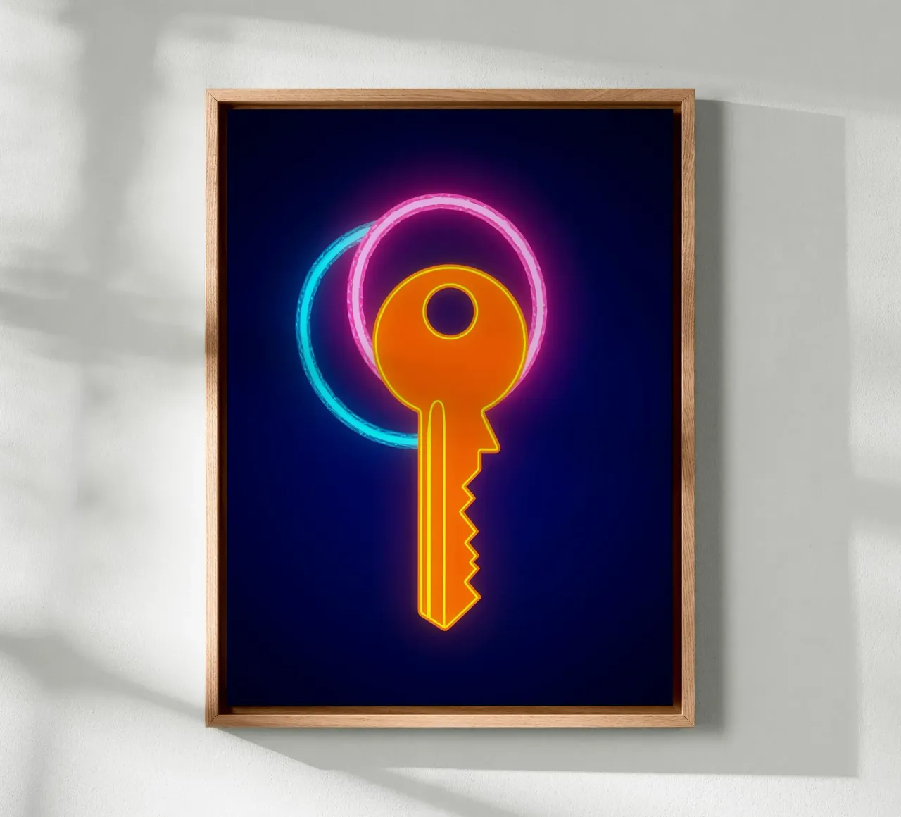 Neon Sleutel - Pop Art canvas met Baklijst van ColorCrash Gallery