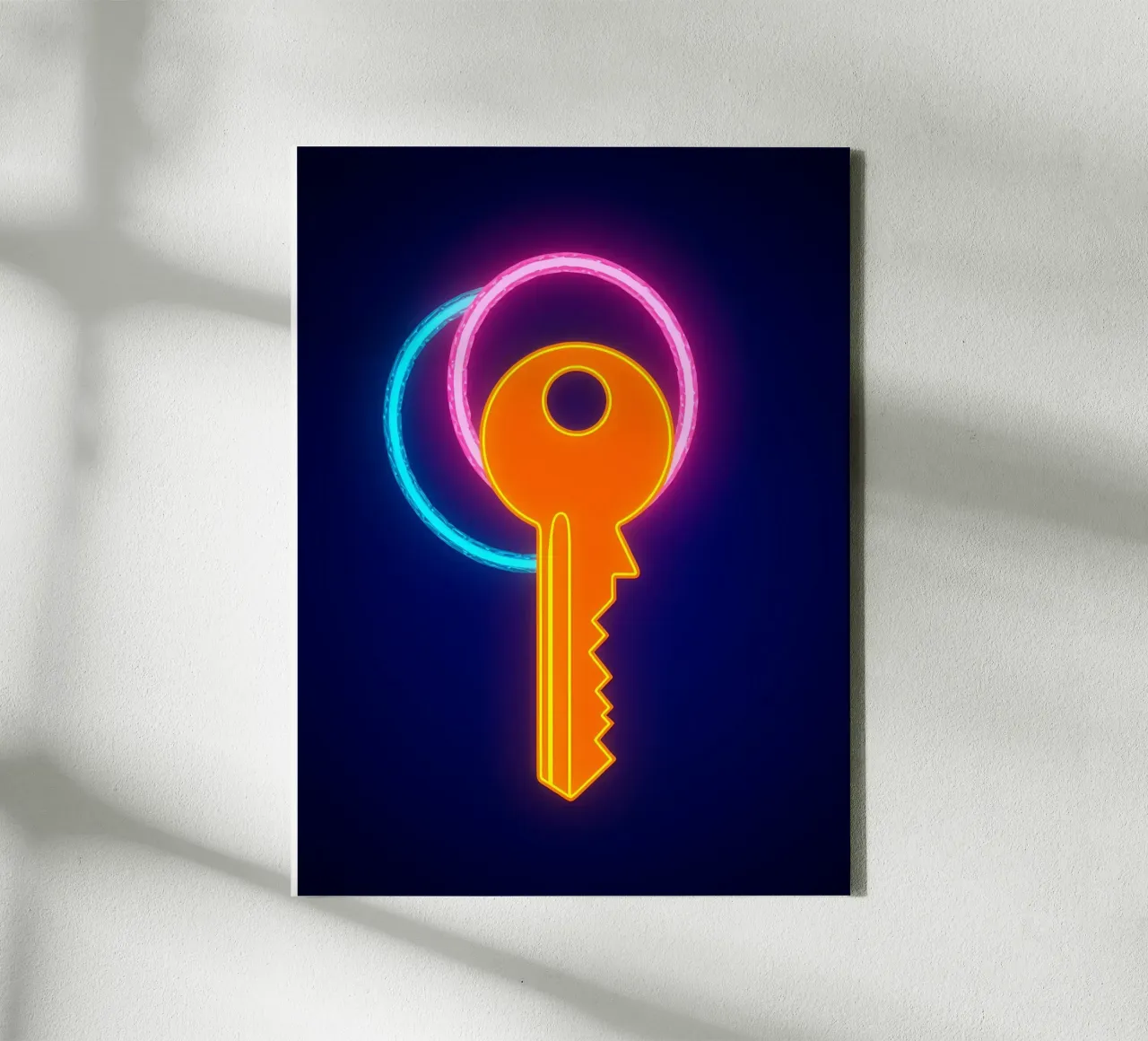 Neon Sleutel - Pop Art canvas met Baklijst van ColorCrash Gallery