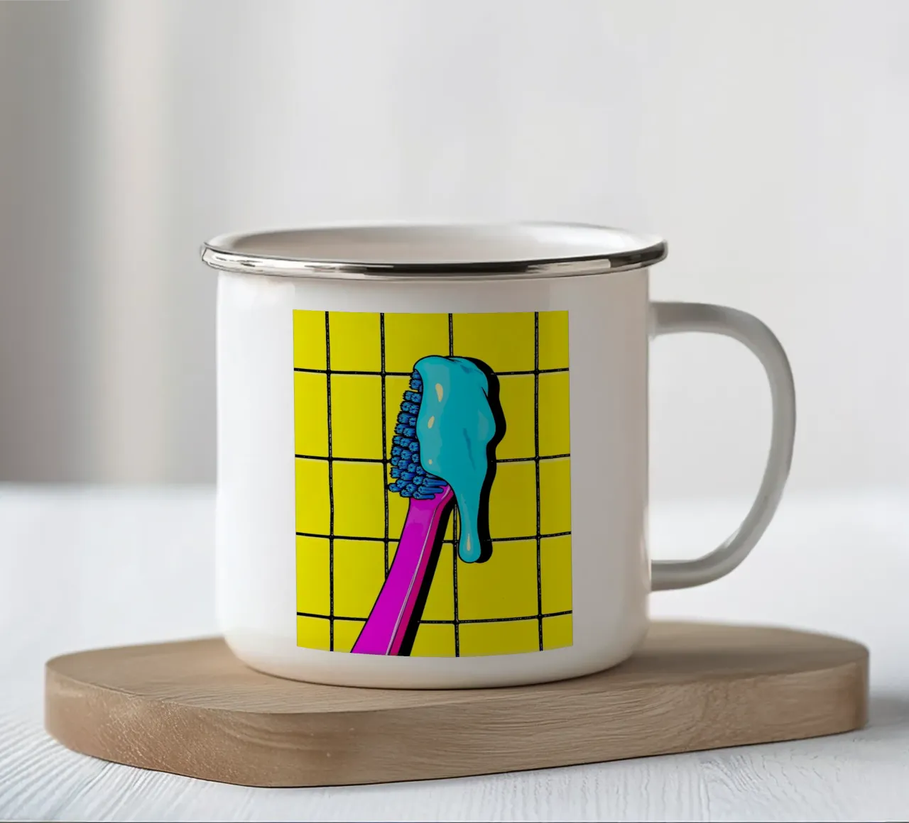 Spazzolino da denti con dentifricio - Pop Art tazza in smalto da ColorCrash Gallery